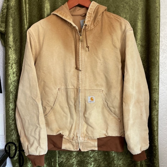 Carhartt Other - Vintage Carhartt Beige Brown Zip Up Jacket with Hood Mens S Woman M